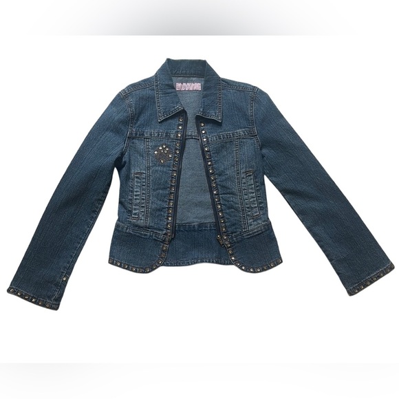 Y2K Denim Jacket & Skirt Set Studded Embroidered 2-Piece Outfit Girls Size 7 - Picture 2 of 8